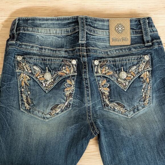 MISS ME Los Angeles Mid Rise Capri Jeans Beaded Bling Pockets K11220 Women's 26 - Picture 4 of 8
